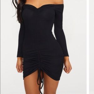 Pretty little thing black ribbed bodycon dress